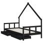 vidaXL Estructura cama infantil y cajones madera pino negro 90x190 cm vidaXL Estructura cama infantil y cajones madera pino negro 90x190 cm