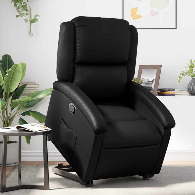 vidaXL Sillón reclinable elevable cuero artificial negro vidaXL Sillón reclinable elevable cuero artificial negro