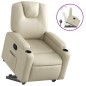 vidaXL Sillón reclinable elevable cuero artificial color crema vidaXL Sillón reclinable elevable cuero artificial color crema