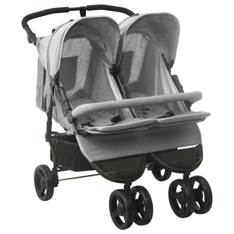 vidaXL Carrito para gemelos de acero gris claro vidaXL Carrito para gemelos de acero gris claro