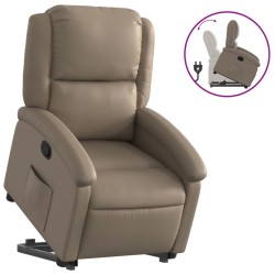 vidaXL Sillón reclinable elevable cuero artificial color capuchino