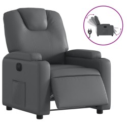 vidaXL Sillón reclinable eléctrico de cuero sintético gris