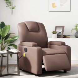 vidaXL Sillón de masaje reclinable eléctrico cuero sintético marrón