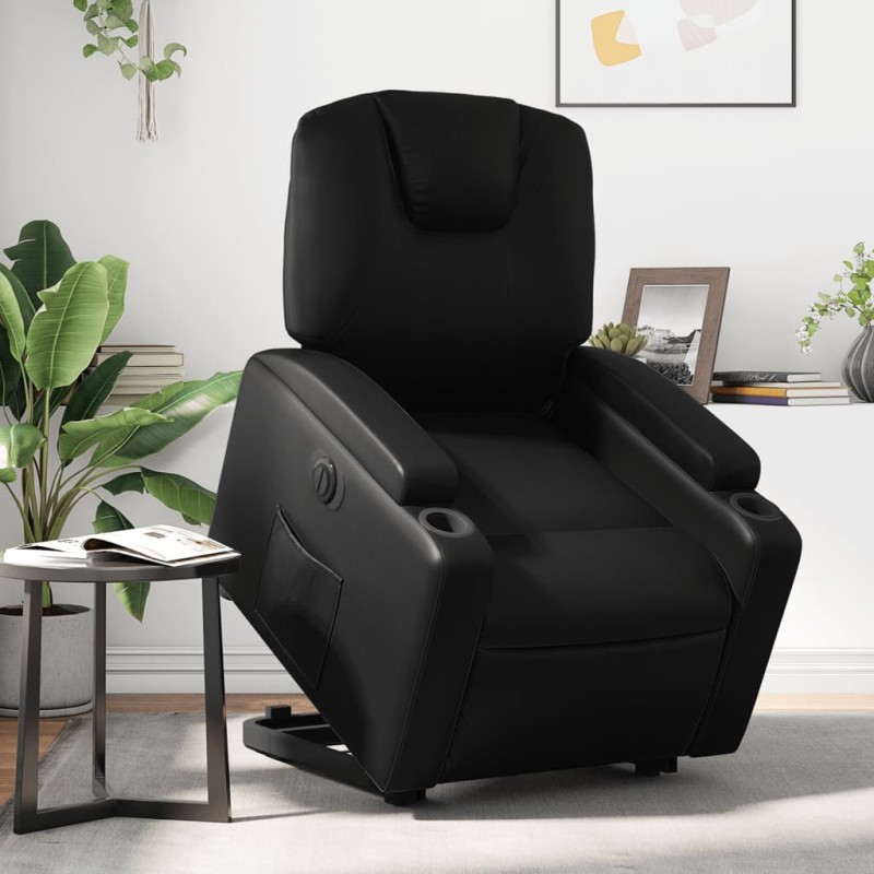 vidaXL Sillón reclinable y elevable eléctrico cuero sintético negro vidaXL Sillón reclinable y elevable eléctrico cuero sintético negro