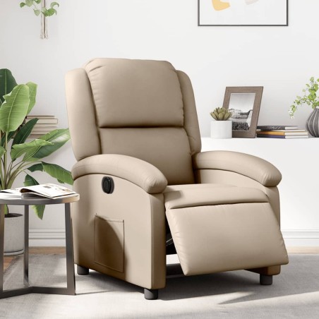 vidaXL Sillón reclinable eléctrico de cuero sintético color capuchino