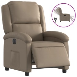 vidaXL Sillón reclinable eléctrico de cuero sintético color capuchino