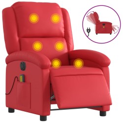 vidaXL Sillón de masaje reclinable eléctrico de cuero artificial rojo