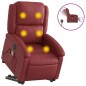 vidaXL Sillón de masaje elevable eléctrico cuero artificial rojo tinto vidaXL Sillón de masaje elevable eléctrico cuero artificial rojo tinto