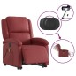 vidaXL Sillón de masaje elevable eléctrico cuero artificial rojo tinto vidaXL Sillón de masaje elevable eléctrico cuero artificial rojo tinto