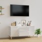 vidaXL Mueble de TV madera contrachapada blanco brillo 102x44,5x50 cm