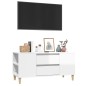 vidaXL Mueble de TV madera contrachapada blanco brillo 102x44,5x50 cm