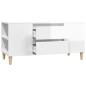 vidaXL Mueble de TV madera contrachapada blanco brillo 102x44,5x50 cm