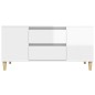 vidaXL Mueble de TV madera contrachapada blanco brillo 102x44,5x50 cm