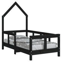 vidaXL Estructura de cama para niños madera de pino negro 70x140 cm