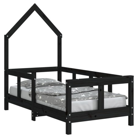 vidaXL Estructura de cama para niños madera de pino negro 70x140 cm