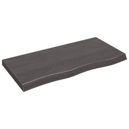 vidaXL Encimera baño madera maciza tratada gris oscuro 100x50x(2-6) cm