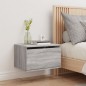 vidaXL Mesita de noche de pared con luces LED gris Sonoma vidaXL Mesita de noche de pared con luces LED gris Sonoma