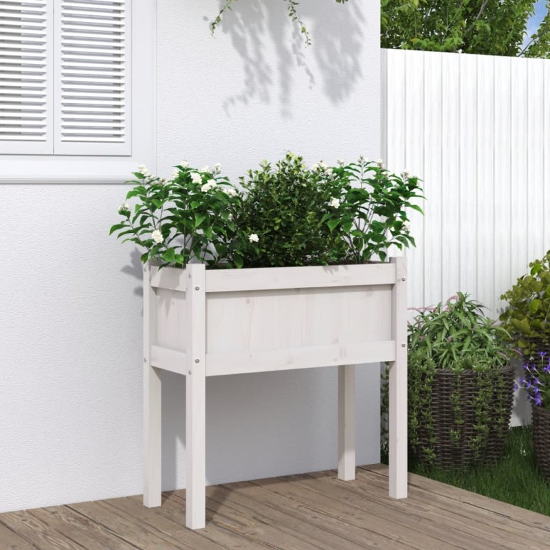 vidaXL Jardinera con patas madera maciza de pino blanco 70x31x70 cm vidaXL Jardinera con patas madera maciza de pino blanco 70x31x70 cm