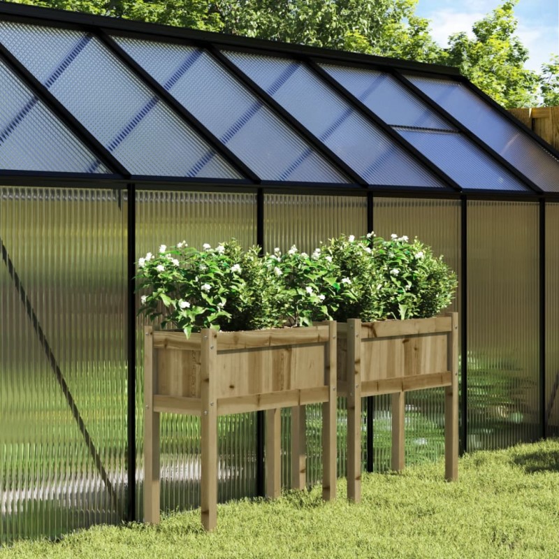 vidaXL Jardineras con patas 2 uds madera de pino impregnada vidaXL Jardineras con patas 2 uds madera de pino impregnada