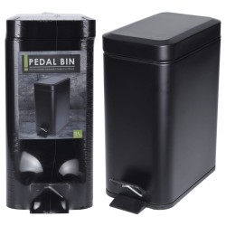 Excellent Houseware Cubo de basura con pedal negro mate 5 L