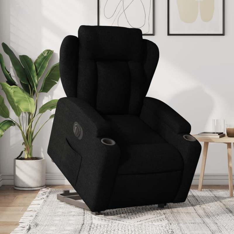 vidaXL Sillón eléctrico reclinable elevable de tela negro vidaXL Sillón eléctrico reclinable elevable de tela negro