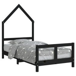 vidaXL Estructura de cama para niños madera de pino negro 80x160 cm