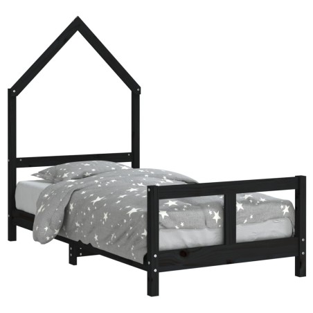 vidaXL Estructura de cama para niños madera de pino negro 80x160 cm
