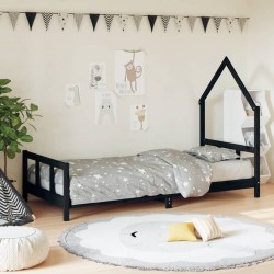 vidaXL Estructura de cama para niños madera de pino negro 90x200 cm