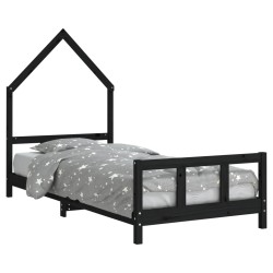 vidaXL Estructura de cama para niños madera de pino negro 90x200 cm