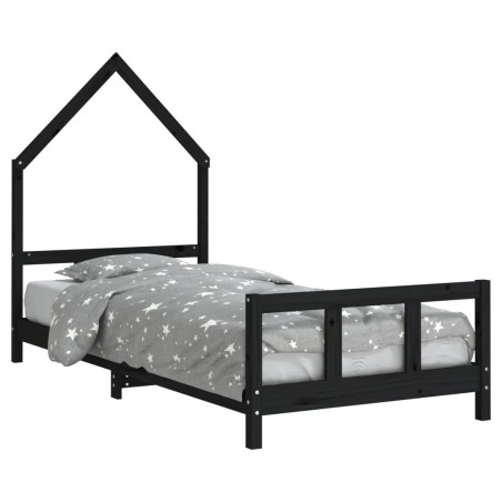 vidaXL Estructura de cama para niños madera de pino negro 90x200 cm