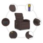 vidaXL Sillón masaje eléctrico reclinable elevable tela marrón oscuro vidaXL Sillón masaje eléctrico reclinable elevable tela marrón oscuro