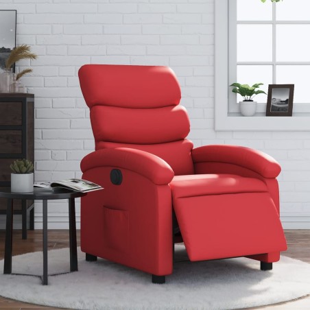 vidaXL Sillón reclinable eléctrico de cuero sintético rojo
