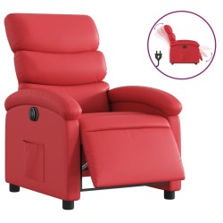vidaXL Sillón reclinable eléctrico de cuero sintético rojo