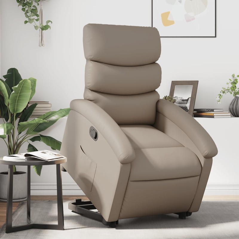 vidaXL Sillón reclinable elevable cuero artificial color capuchino vidaXL Sillón reclinable elevable cuero artificial color capuchino