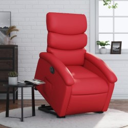 vidaXL Sillón elevable eléctrico cuero artificial rojo