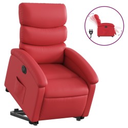 vidaXL Sillón elevable eléctrico cuero artificial rojo