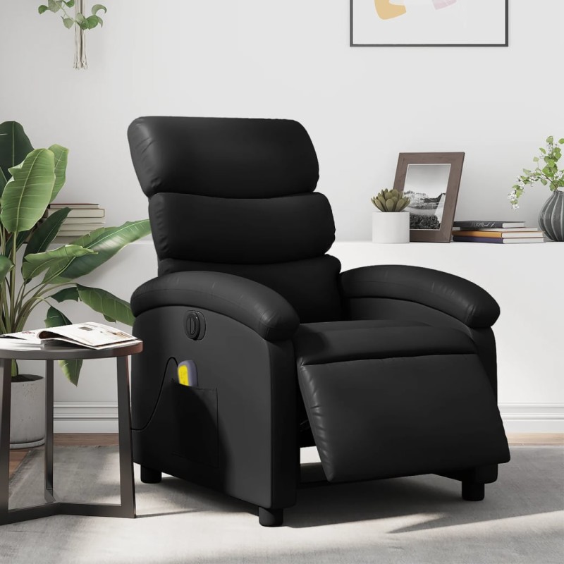 vidaXL Sillón de masaje reclinable eléctrico cuero sintético negro vidaXL Sillón de masaje reclinable eléctrico cuero sintético negro