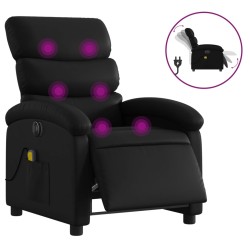 vidaXL Sillón de masaje reclinable eléctrico cuero sintético negro