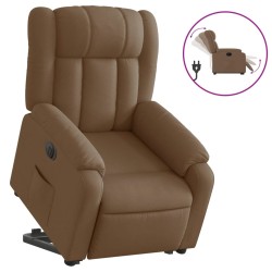 vidaXL Sillón eléctrico reclinable elevable de tela marrón