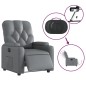 vidaXL Sillón reclinable eléctrico de cuero sintético gris vidaXL Sillón reclinable eléctrico de cuero sintético gris