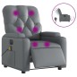 vidaXL Sillón de masaje reclinable eléctrico cuero sintético gris vidaXL Sillón de masaje reclinable eléctrico cuero sintético gris