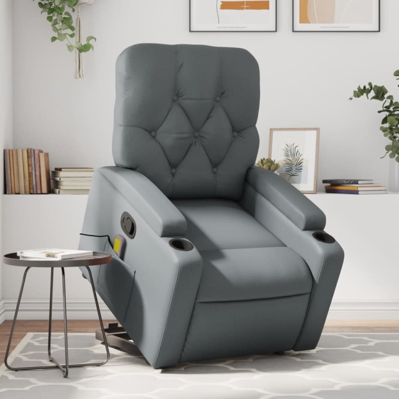 vidaXL Sillón reclinable de masaje de pie cuero artificial gris vidaXL Sillón reclinable de masaje de pie cuero artificial gris