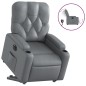 vidaXL Sillón reclinable elevable eléctrico de cuero sintético gris vidaXL Sillón reclinable elevable eléctrico de cuero sintético gris