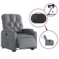 vidaXL Sillón reclinable elevable eléctrico de cuero sintético gris vidaXL Sillón reclinable elevable eléctrico de cuero sintético gris