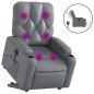 vidaXL Sillón de masaje elevable eléctrico cuero sintético gris vidaXL Sillón de masaje elevable eléctrico cuero sintético gris
