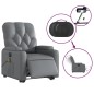 vidaXL Sillón de masaje elevable eléctrico cuero sintético gris vidaXL Sillón de masaje elevable eléctrico cuero sintético gris