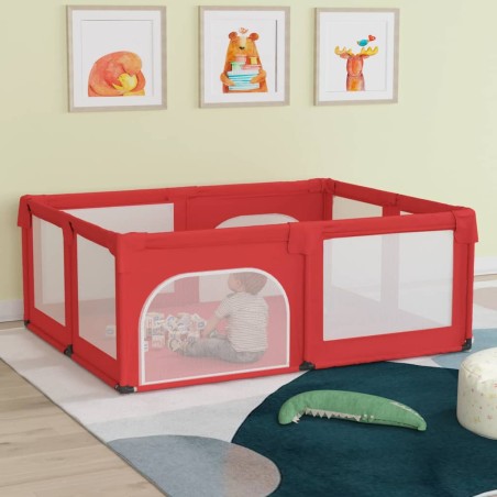 vidaXL Parque para bebés con 2 puertas tela Oxford rojo