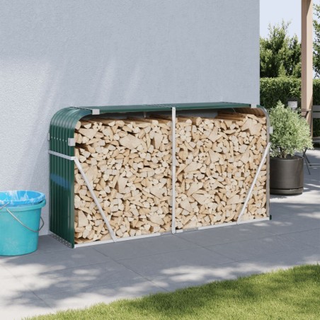 vidaXL Leñero de acero galvanizado verde 180x45x100 cm