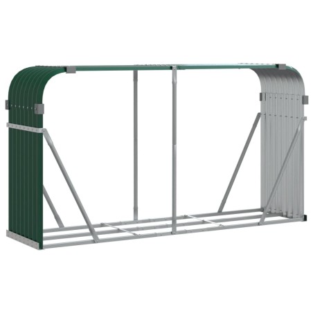 vidaXL Leñero de acero galvanizado verde 180x45x100 cm