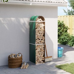 vidaXL Leñero de acero galvanizado verde 40x45x170 cm